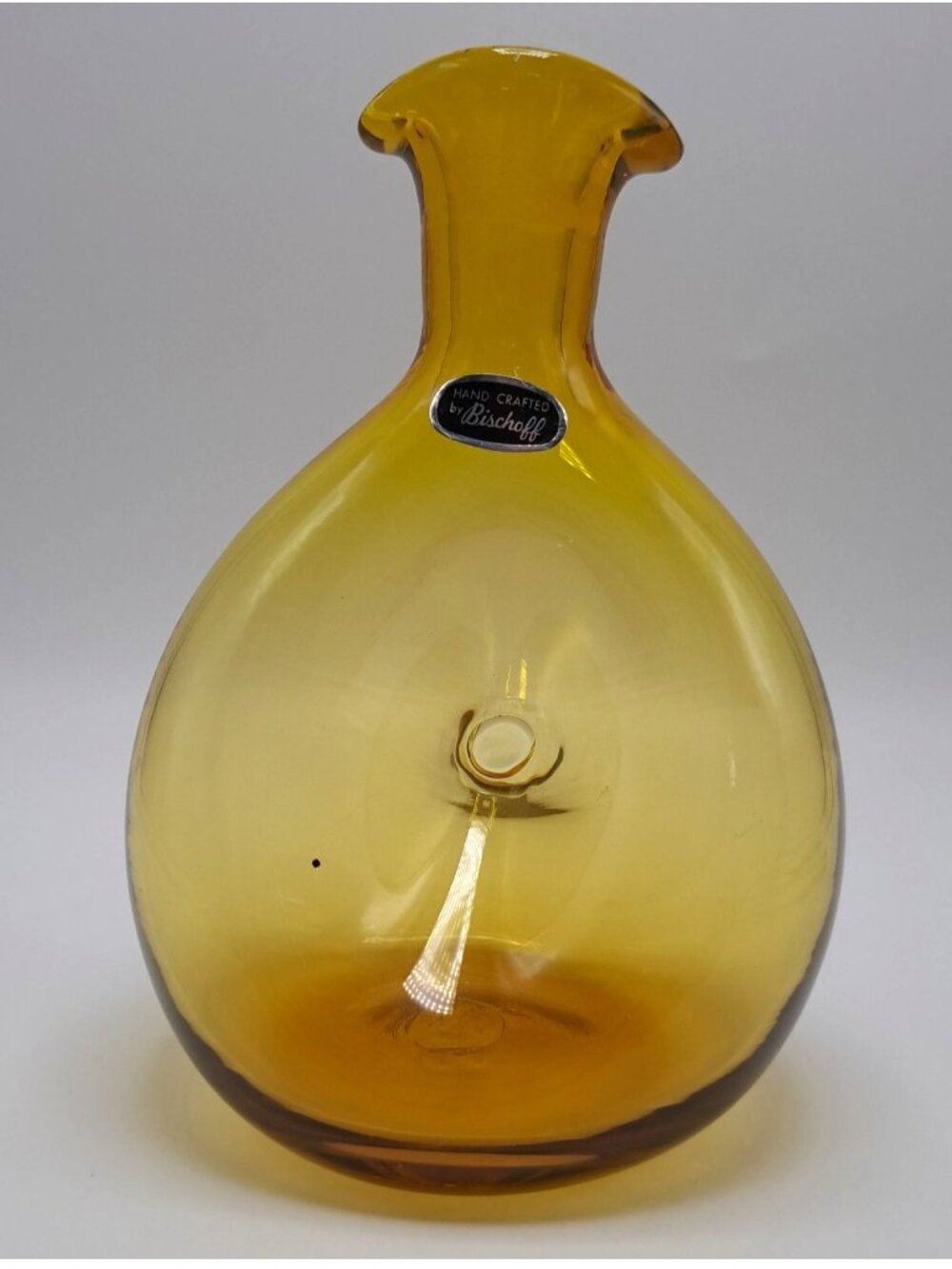 Vintage Bischoff Gold Blown Glass Donut Pinched Decanter